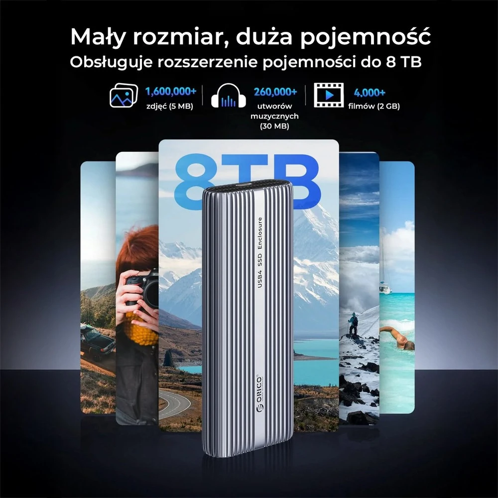 Orico M.2 NVMe SSD korpusas, USB-C 40 Gbps, su ventiliatoriumi, metalinis