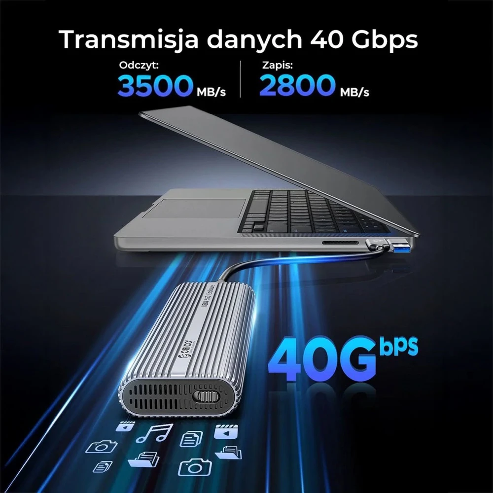 Orico M.2 NVMe SSD korpusas, USB-C 40 Gbps, su ventiliatoriumi, metalinis