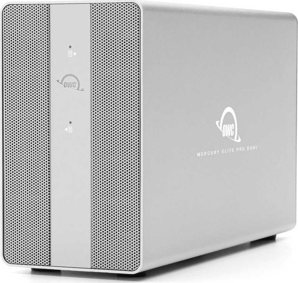 Kieszeń OWC OWC Mercury Elite Pro Dual su 3 prievadų USB šakotuvu, disko korpusu (sidabrinis, USB 10Gb/s išorinės atminties sprendimas)