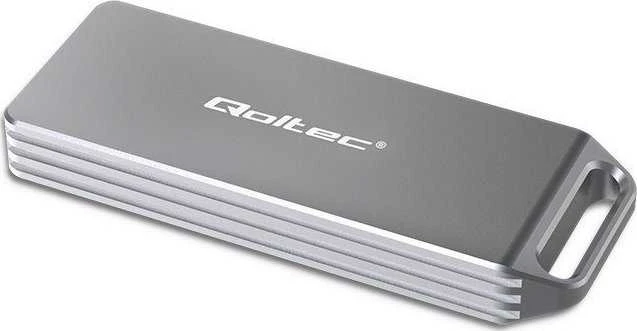Qoltec Mini aliuminio dėklas M.2 SSD NVMe PCIe USB 3.1 10Gb/s 2TB sidabro