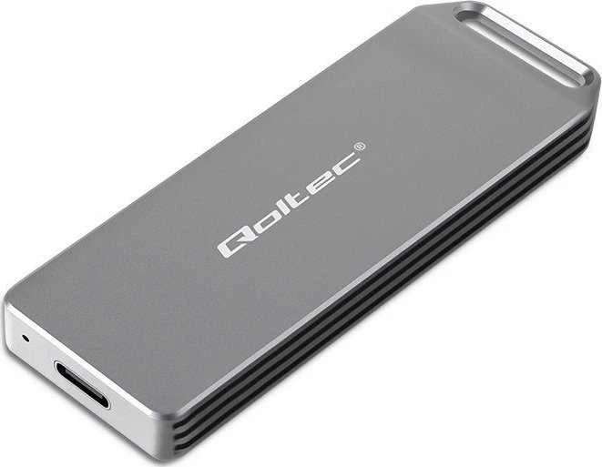 Qoltec Mini aliuminio dėklas M.2 SSD NVMe PCIe USB 3.1 10Gb/s 2TB sidabro