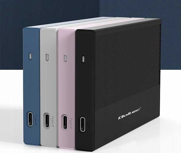 Išorinio kietojo disko dėklas Aliumininis korpusas skirtas diskams SSD HDD 25" sata USB 3.0 ypač greitas 5 Gb/s 2 TB mėlynas Qoltec