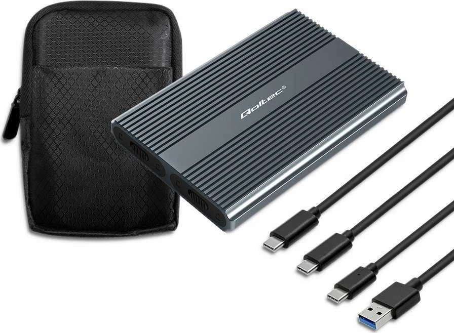 Qoltec korpusas M.2 SSD SATA NVMe USB-C DUAL 2 x 2TB