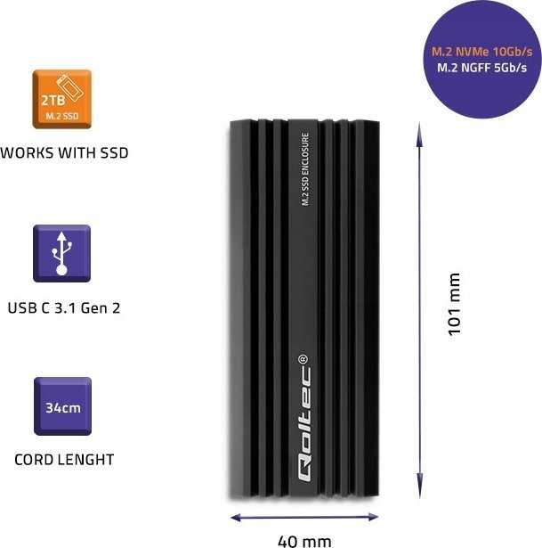 Išorinio kietojo disko dėklas Qoltec 52270