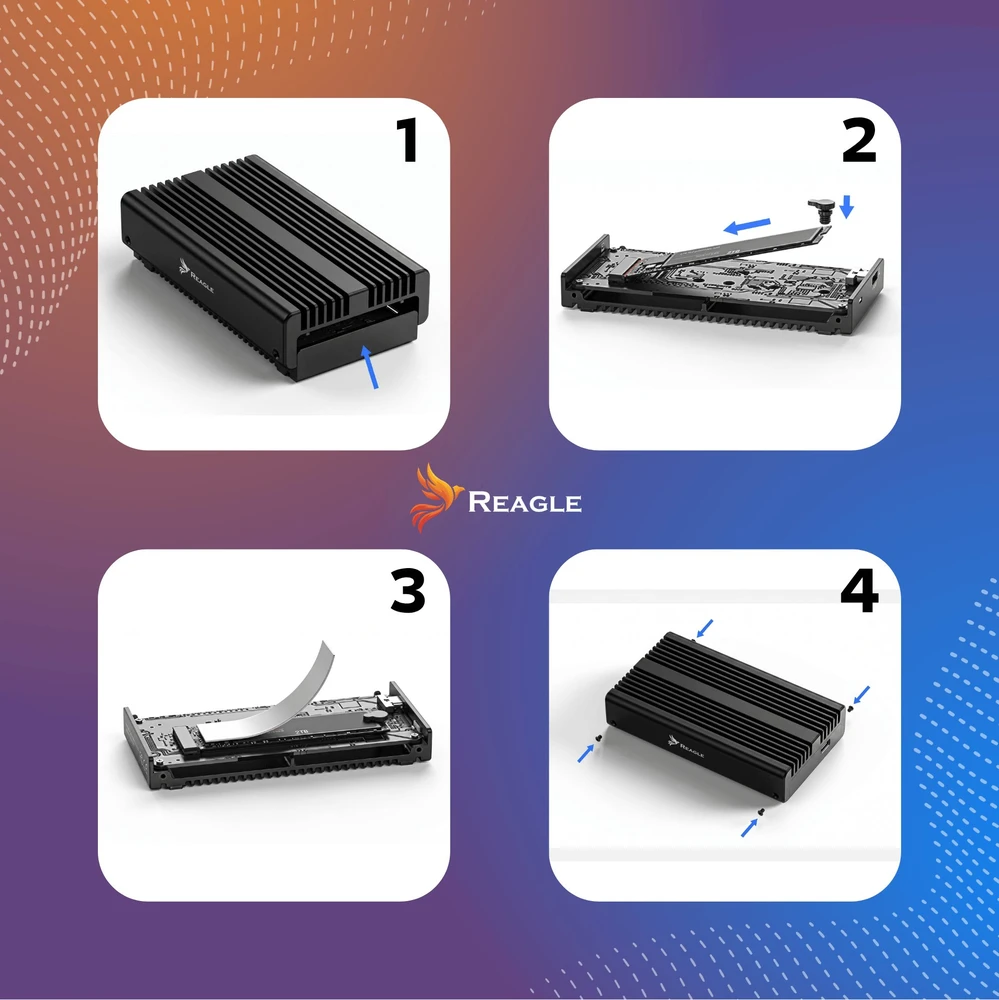 Kišenė Reagle SSD diskui M.2 NVME PCIE 40Gbps korpusas M2 Thunderbolt 4 USB-C 4.0