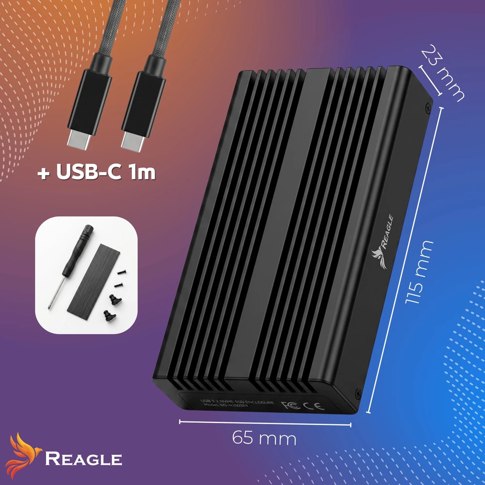Kišenė Reagle SSD diskui M.2 NVME PCIE 40Gbps korpusas M2 Thunderbolt 4 USB-C 4.0
