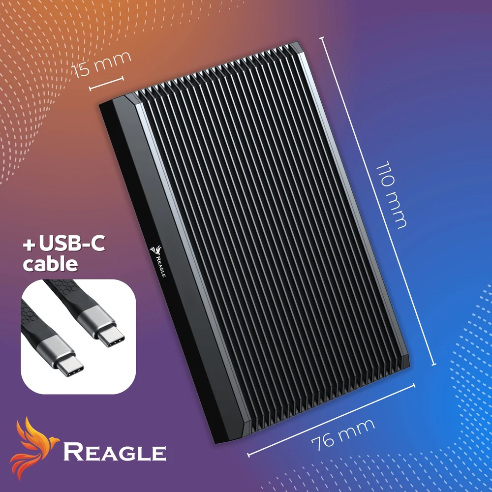 Kišenė Reagle RAID diskų korpusas M.2 SSD NVME SATA 20Gbps USB-C, diskų kišenė adapteris klonavimas (RE72M2)