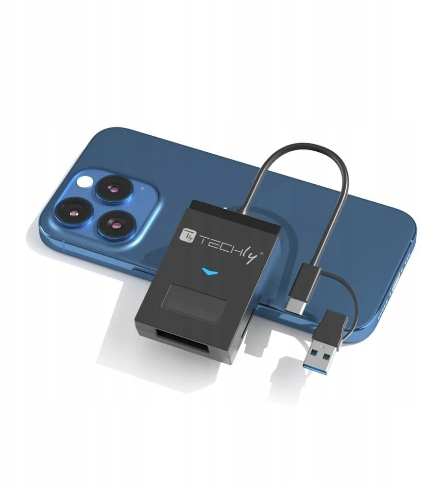 Techly USB-A/C konverteris NVMe/SATA M.2 diskams su SD/TF skaitytuvu