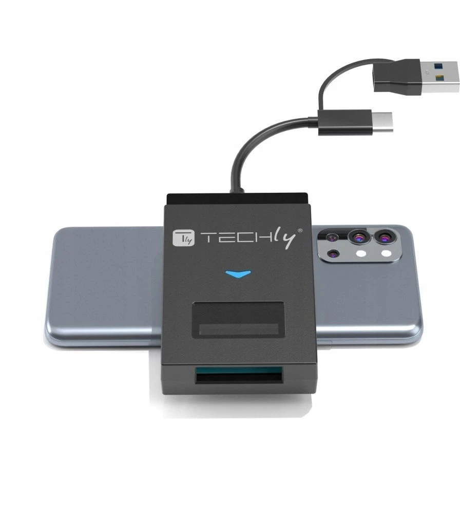 Techly USB-A/C konverteris NVMe/SATA M.2 diskams su SD/TF skaitytuvu