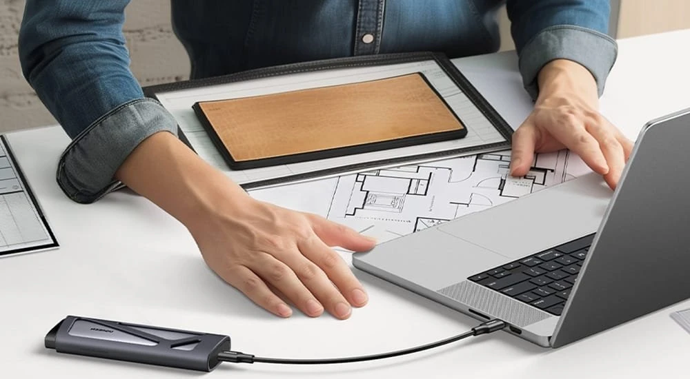 Ugreen CM767 M.2 NVMe/SATA SSD Disk Dėklas - sidabro spalvos