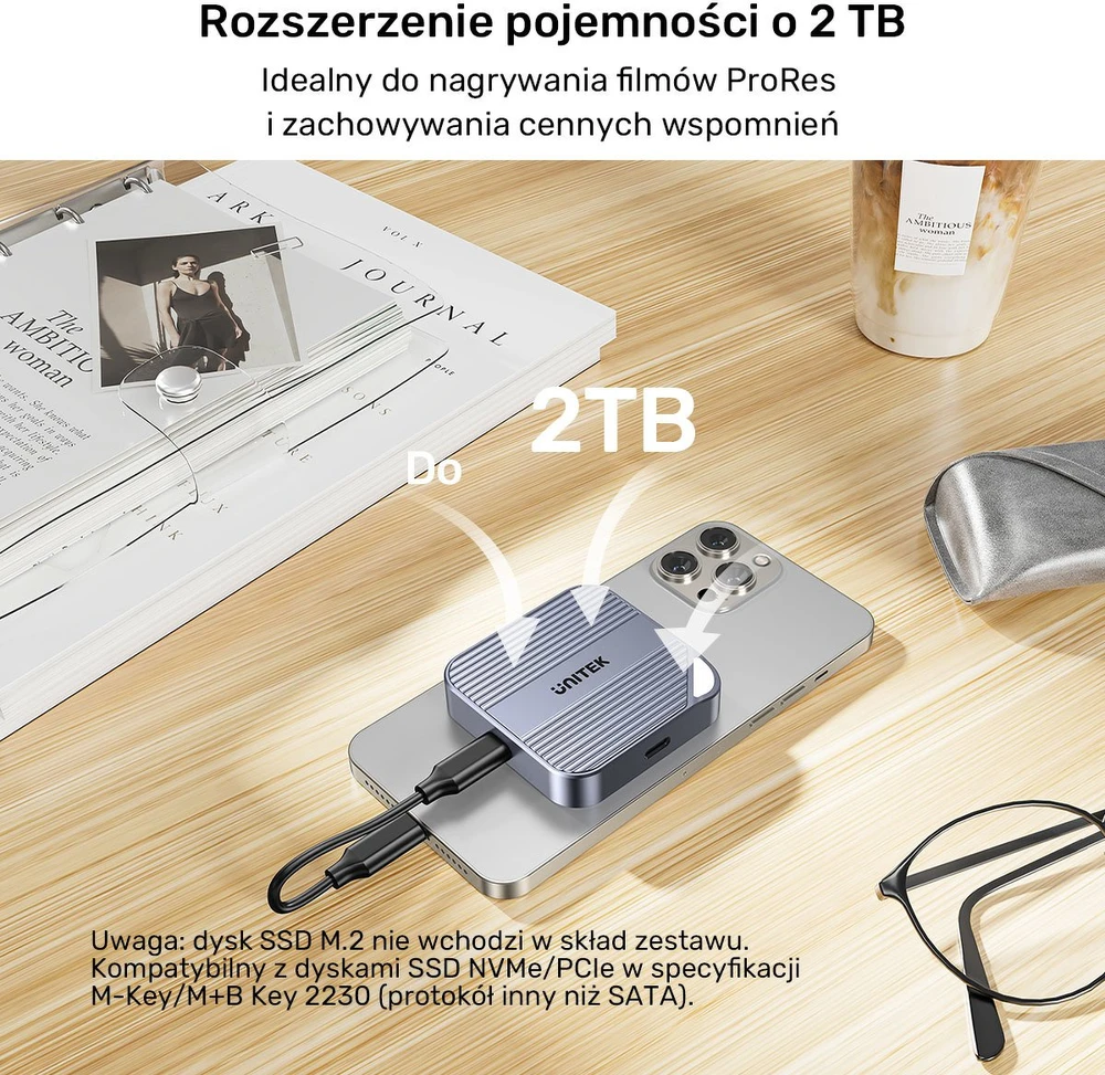 „Unitek“ magnetinis korpusas, skirtas M.2 SSD, USB-C