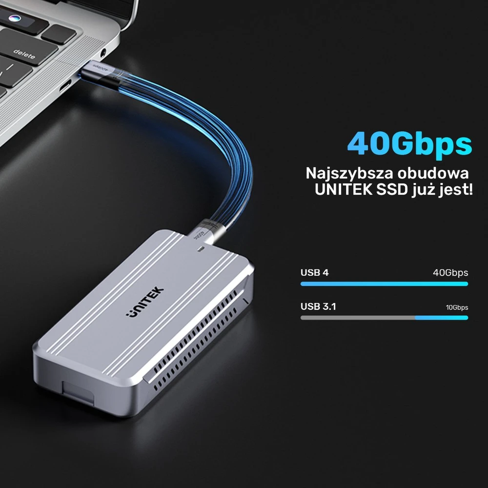 UNITEK M2 NVME USB4 SSD korpusas 40GBPS + aušinimas