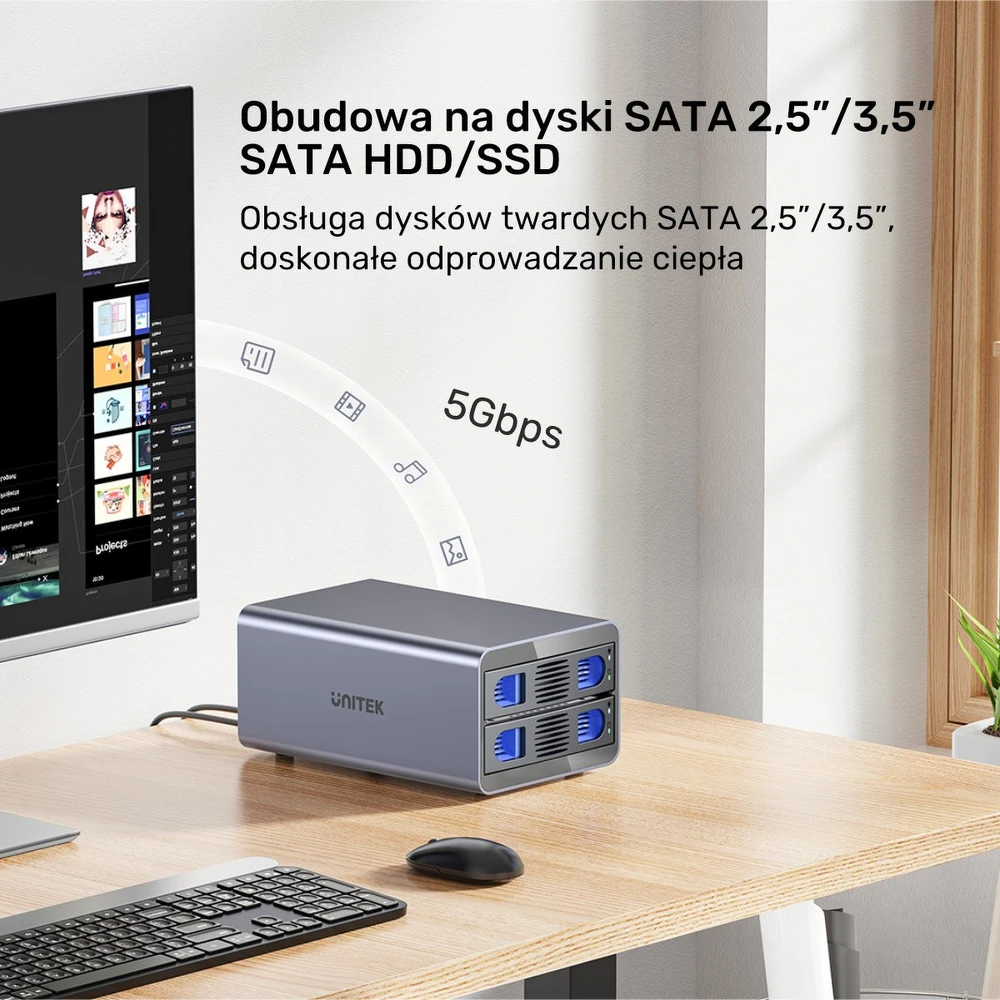 UNITEK EXTERNAL ENCLOSURE 2BAY RAID HDD/SDD 40GBPS