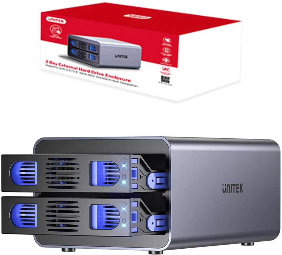 UNITEK EXTERNAL ENCLOSURE 2BAY RAID HDD/SDD 40GBPS