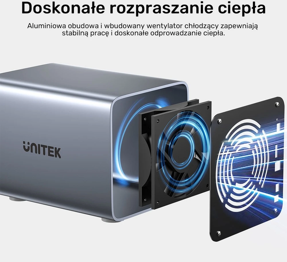 Unitek RAID korpusas 2,5 colio / 3,5 colio SATA diskui, 8 režimai, 80 TB, USB-C