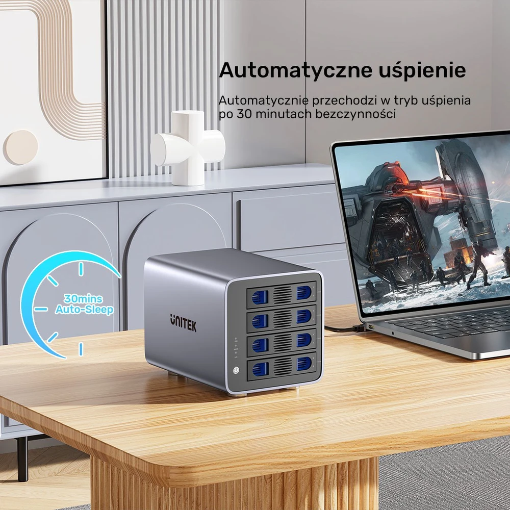 UNITEK RAID išorinis korpusas 2.5''/3.5'' SATA diskams, 8 režimai, 80TB, USB-C