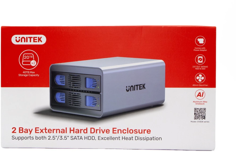 „Unitek RAID“ korpusas SATA 2,5 colio / 3,5 colio diskams – 4 režimai, 40 TB, 5 Gb/s