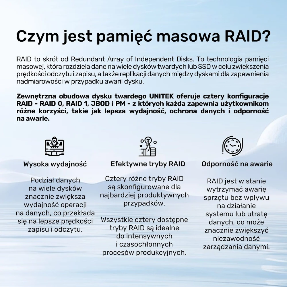 „Unitek“ RAID korpusas SATA diskams 2,5"/3,5" 4 režimai 40 TB USB C 10 Gb/s