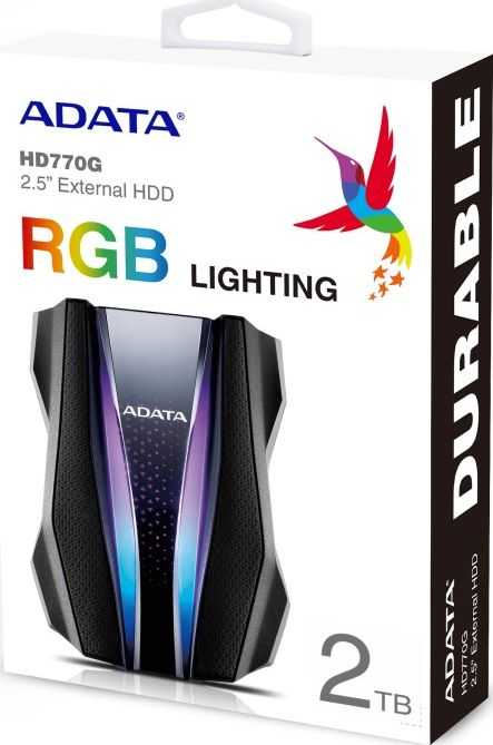 ADATA Išorinis kietasis diskas | HD770G | 2000 GB | USB 3.2 Gen1 (atgalinis suderinamas su USB 2.0) | Juodas | Suderinamumas su konkrečiais pagrindiniais įrenginiais gali skirtis ir gali būti paveiktas sistemos aplinkos. Norint prijungti per USB 2.0, reikia prijungti du USB jungtys, kad būtų pakankamai energijos. Reikės USB Y kabelio.