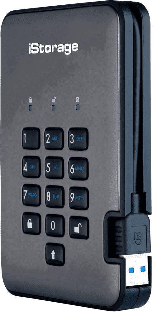 Kietasis diskas Disk zewnętrzny SSD iStorage diskAshur Pro 2 256GB Pilka (IS-DAP2-256-SSD-256-C-G)