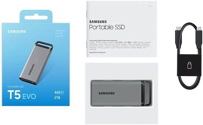 Išorinis kietasis diskas SSD Samsung T5 EVO 2TB Pilkas (MU-PM2T0G/WW)