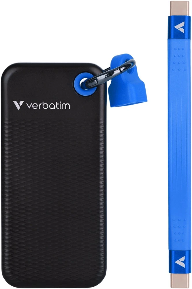 Kietasis diskas Verbatim Pocket 256 GB išorinis SSD diskas, juodos ir mėlynos spalvos (.)