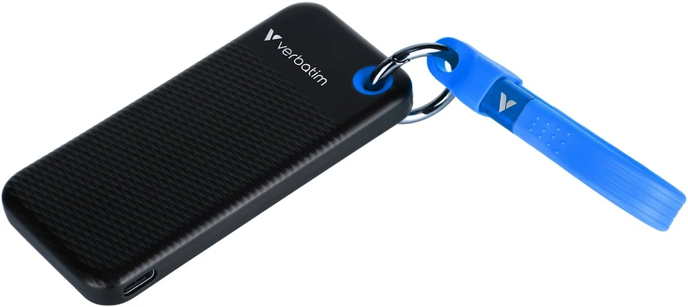 Kietasis diskas Verbatim Pocket 256 GB išorinis SSD diskas, juodos ir mėlynos spalvos (.)
