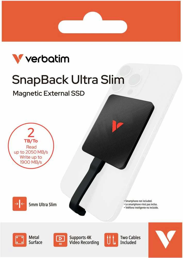 Kietasis diskas Verbatim SnapBack Ultra Slim SSD 2 TB, Externe SSD - juodas