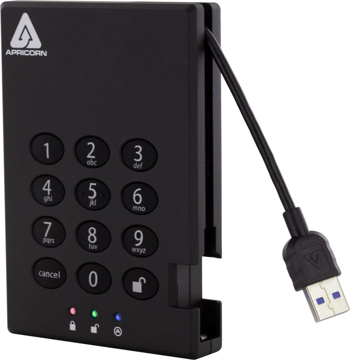 Kietasis diskas Dysk zewnętrzny HDD Apricorn Aegis Padlock 3.0 500GB Juodas (A25-3PL256-500)