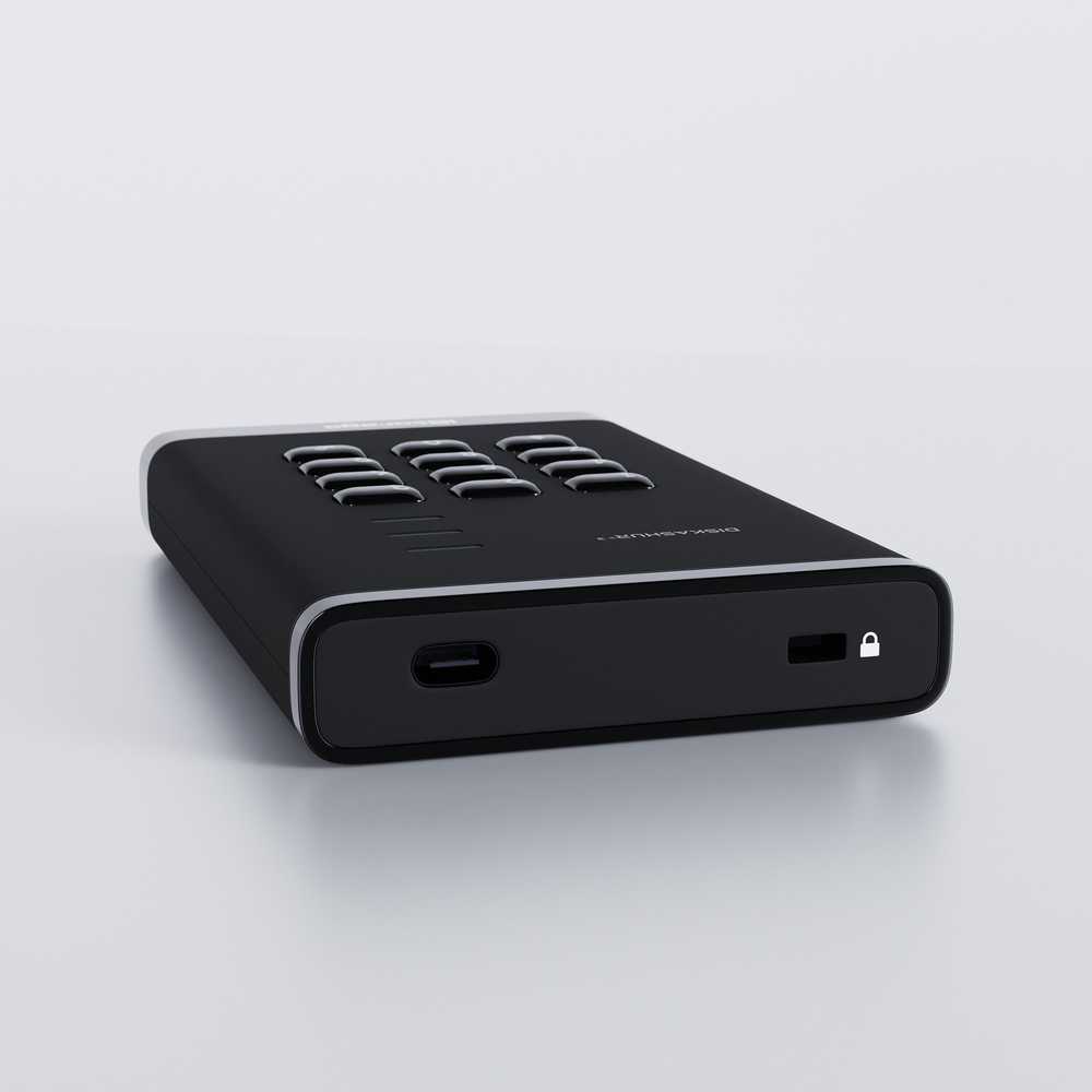 „iStorage diskAshur3 HDD“ išorinis kietasis diskas 1 TB, USB C tipo, 3.2 kartos 1 (3.1 kartos 1), juodas