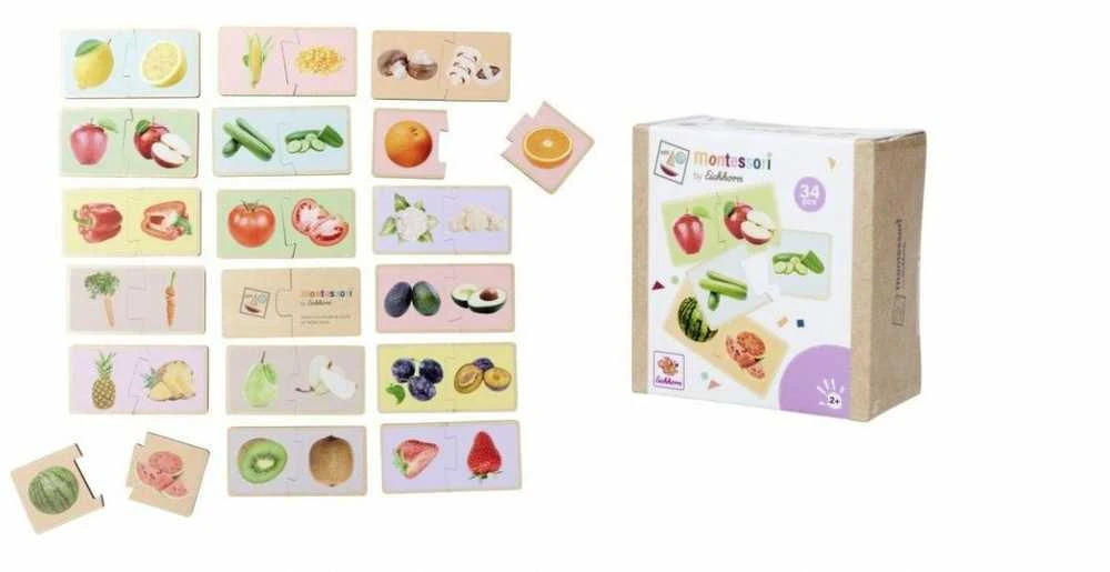 KIK Montessori spalvinga medinė dėlionė Vaisiai ir daržovės 34 detalės