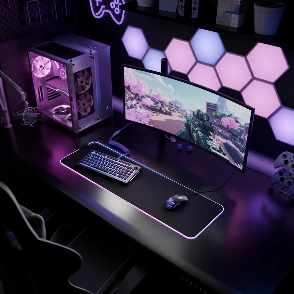 Kilimėlis Glorious GMP 2 GLED RGB Gaming kilimėlis Large Extended, 915x280mm, juodas