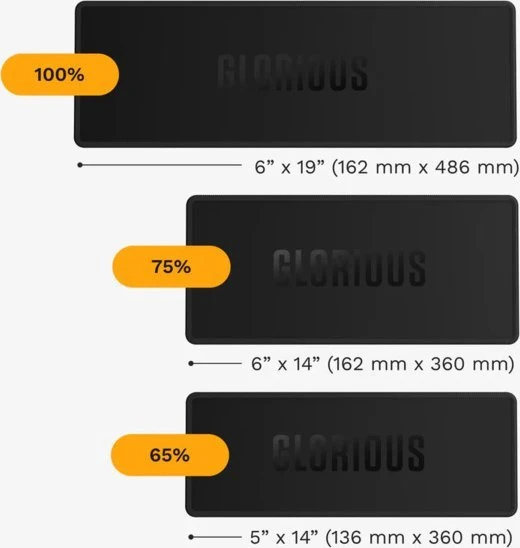Klaviatūra Glorious klaviatūros kilimėlis, apsiūtas – 65%, juodos spalvos