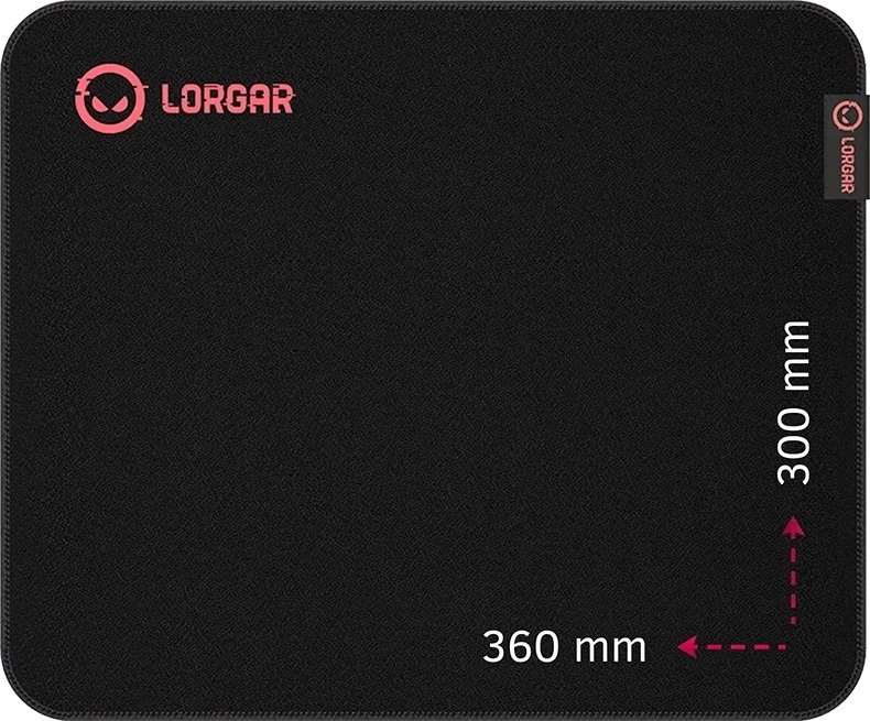 Lorgar Main 323, Pelės kilimėlis žaidimams, Tikslus valdymo paviršius, Raudona neslystantis guminis pagrindas, dydis: 360mm x 300mm x 3mm, svoris 0,21kg