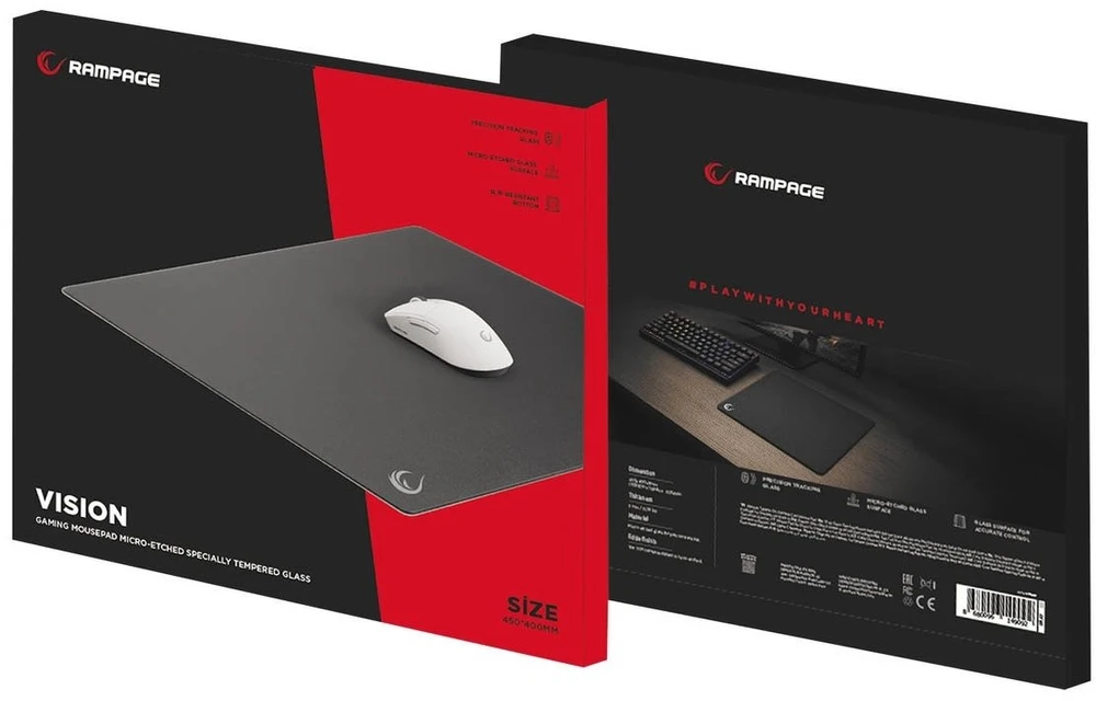 Kilimėlis Rampage Vision XL 450 × 400 mm szkło mikrotrawione juoda