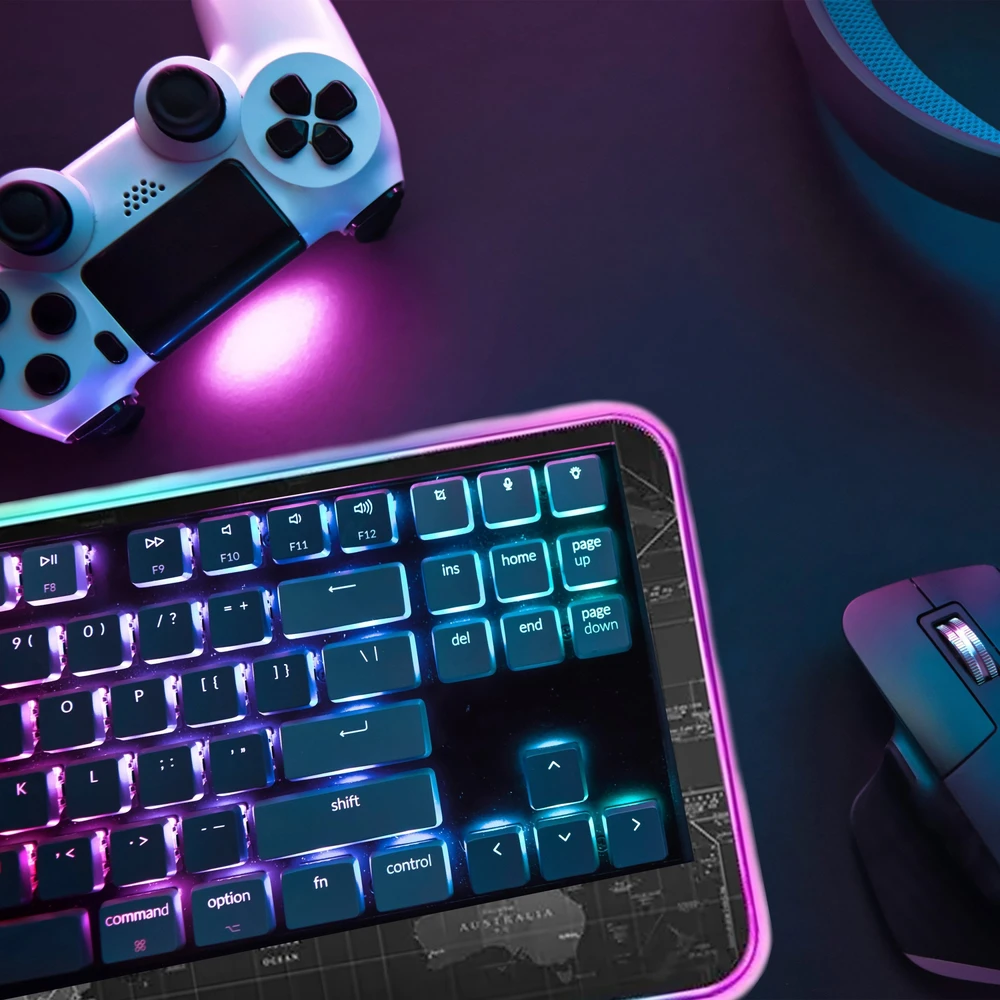 Podświetlana Apšviestas RGB LED žaidimų pelės kilimėlis, 80x30 cm, XXL dydžio pasaulio žemėlapis