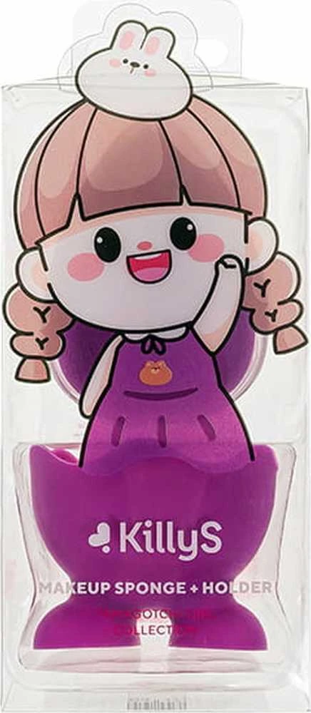 Killys Tamagotchi Girl makiažo kempinė su stovu Violetinė 1vnt.