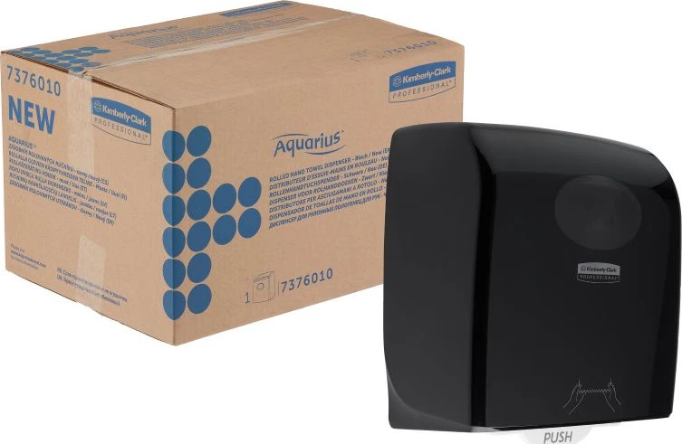 „Kimberly-Clark Aquarius Slimroll“ – rankšluosčių ritinėlio dozatorius, 32,5 cm – juodas