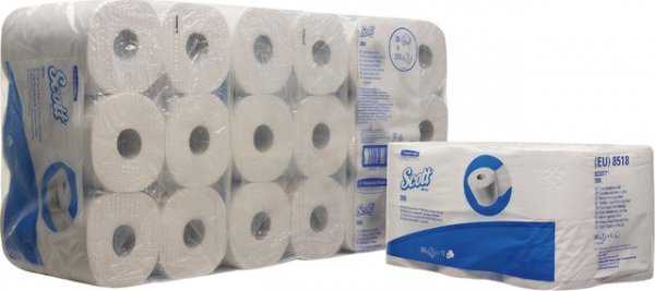 Kimberly-Clark Scott Essential – Tualetinis popierius mažuose rulonuose, 2 sluoksnių, baltas – 600 lapų