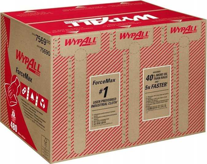 Kimberly-Clark Kimberly-Clark Wypall Forcemax - Valymo šluostė dalimis, sulankstoma, pilka - 480 sekcijų