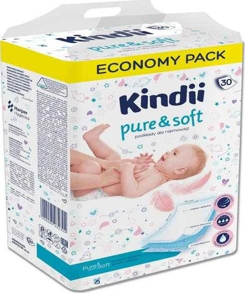 Kindii Pure&soft pervyniojimo paklotai 60x40cm, 30 vnt.