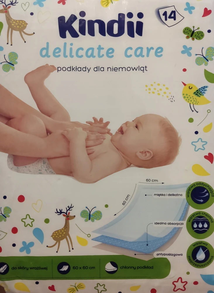 Kūdikių paklodės „Kindii Delicate Care“, 14 vnt., 60x60cm