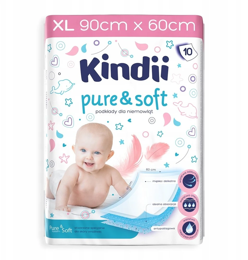 Kūdikių paklodės Kindii Pure& Sof 10 vnt. 60x90cm