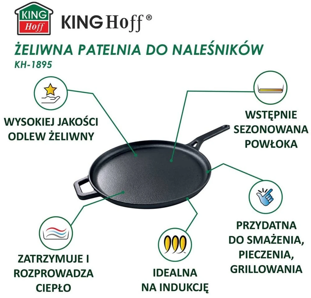 Ketaus blynų keptuvė KingHoff KH-1895, 29 cm