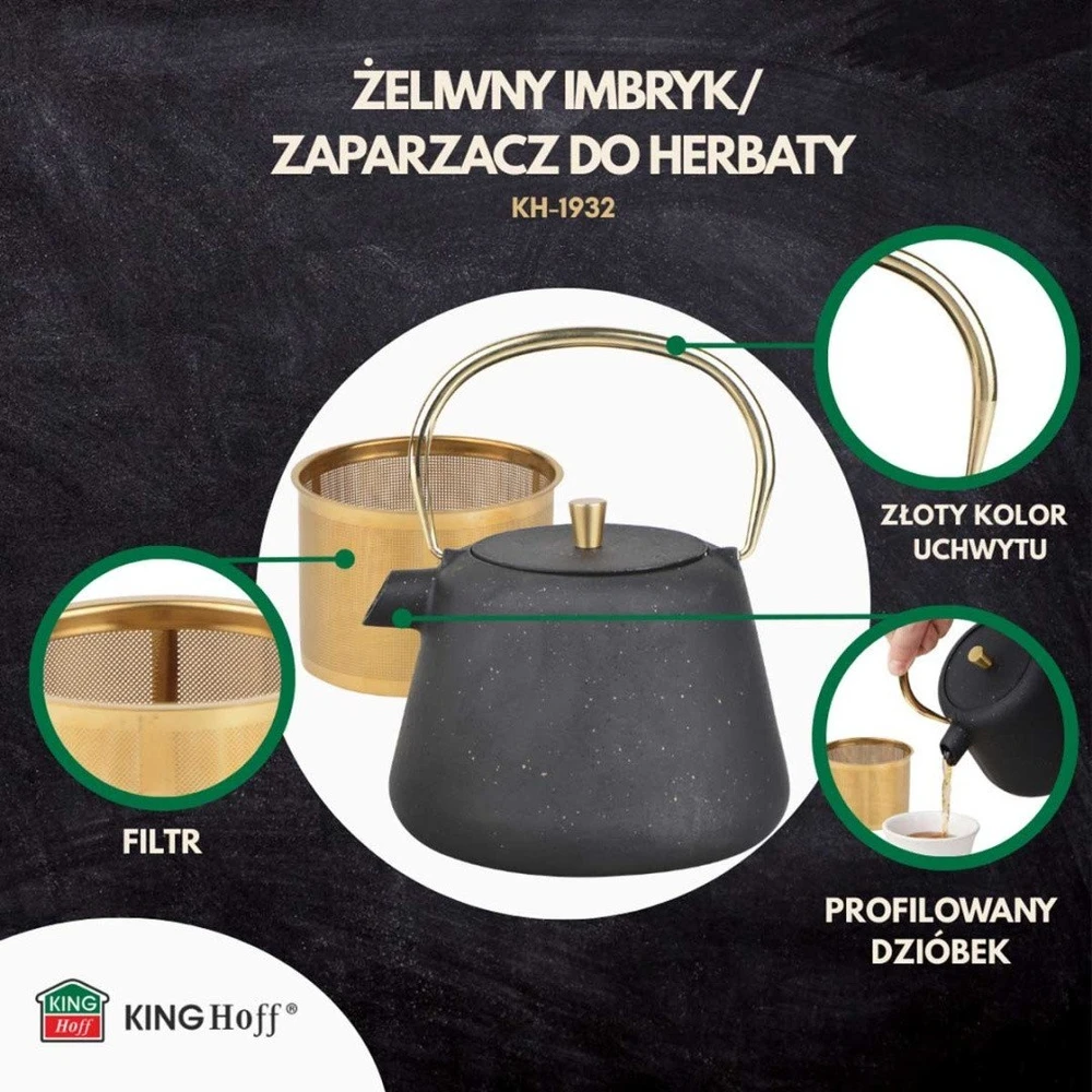 King Hoff CZAJNICZEK ŻELIWNY ZAPARZACZ DO HERBATY KAWY 1.0L KINGHOFF KH-1932