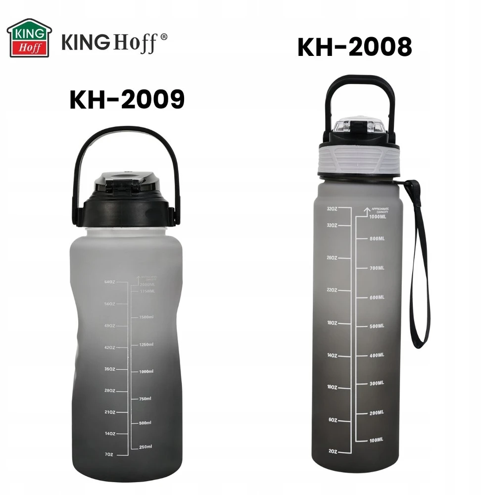Gertuvė Butelka Buteliukas Vandens butelis 2 l, su šiaudeliu, be BPA, nepralaidus, kinghoff kh-2009