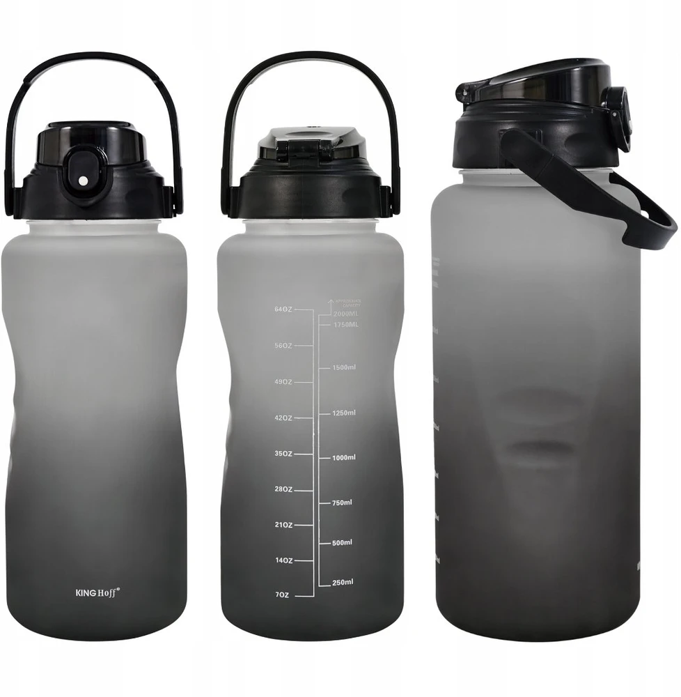 Gertuvė Butelka Buteliukas Vandens butelis 2 l, su šiaudeliu, be BPA, nepralaidus, kinghoff kh-2009