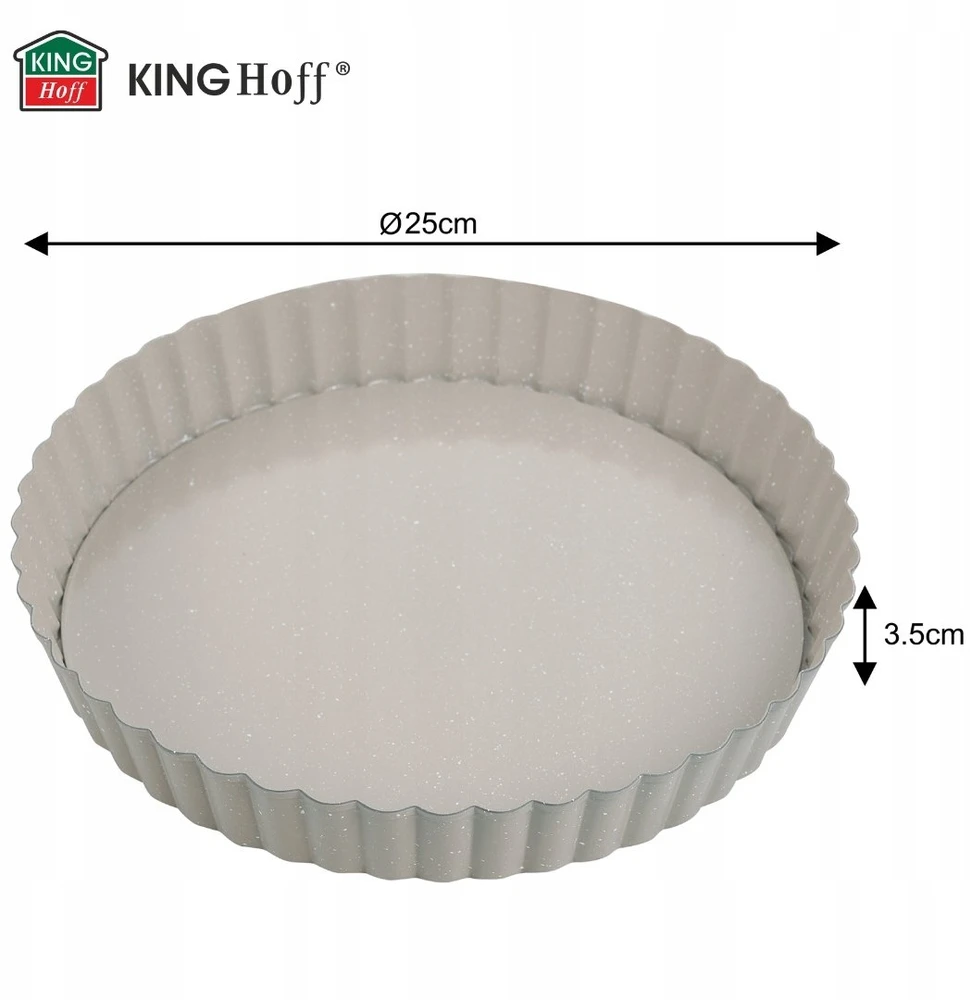 King Hoff Pyragų forma su nuimamu dugnu, 25 cm skersmens, anglinio plieno, marmurinė nelimpanti danga, smėlio spalvos, „Kinghoff“, kh-1969
