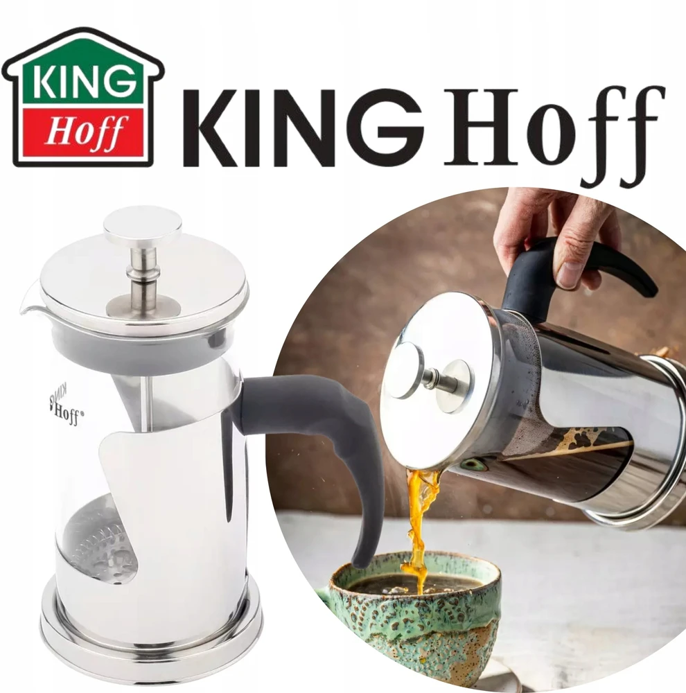 King Hoff Zaparzacz Stūmoklinis kavos aparatas, stiklinis, 0,60 l Kinghoff