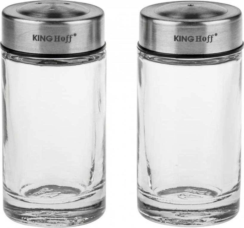 Zestaw Rinkinys Druskos ir pipirų purtyklių rinkinys, stiklinis, metalinis, „Kinghoff“